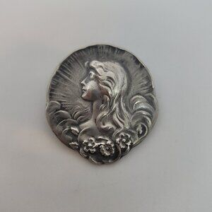 Art Nouveau Sterling Woman/Lady Brooch